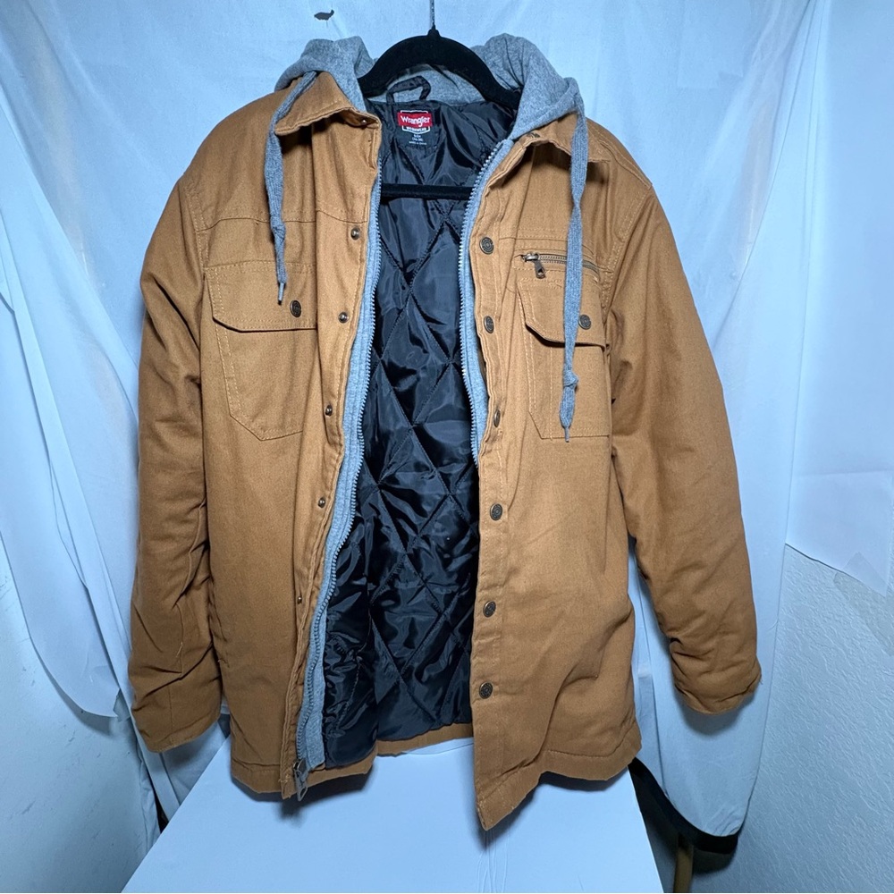 Wrangler Tan Jacket with Gray Hood